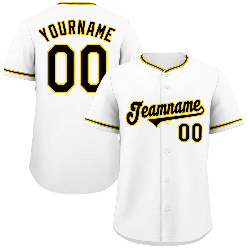 White Black-Gold Classic Style Baseball Jersey