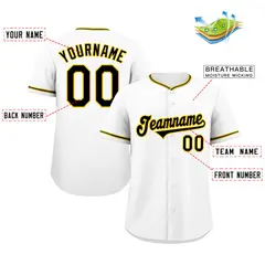 White Black-Gold Classic Style Baseball Jersey 2