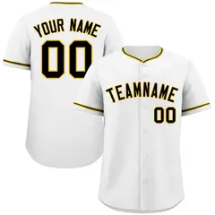 White Black-Gold Classic Style Baseball Jersey 1