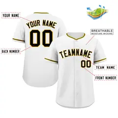 White Black-Gold Classic Style Baseball Jersey 2