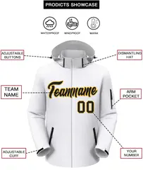 White Black-Gold Classic Style Waterproof Jacket 2