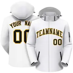 White Black-Gold Classic Style Waterproof Jacket