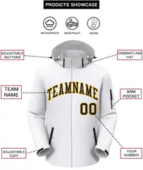 White Black-Gold Classic Style Waterproof Jacket 2