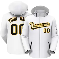 White Black-Gold Classic Style Waterproof Jacket