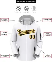 White Black-Gold Classic Style Waterproof Jacket 2