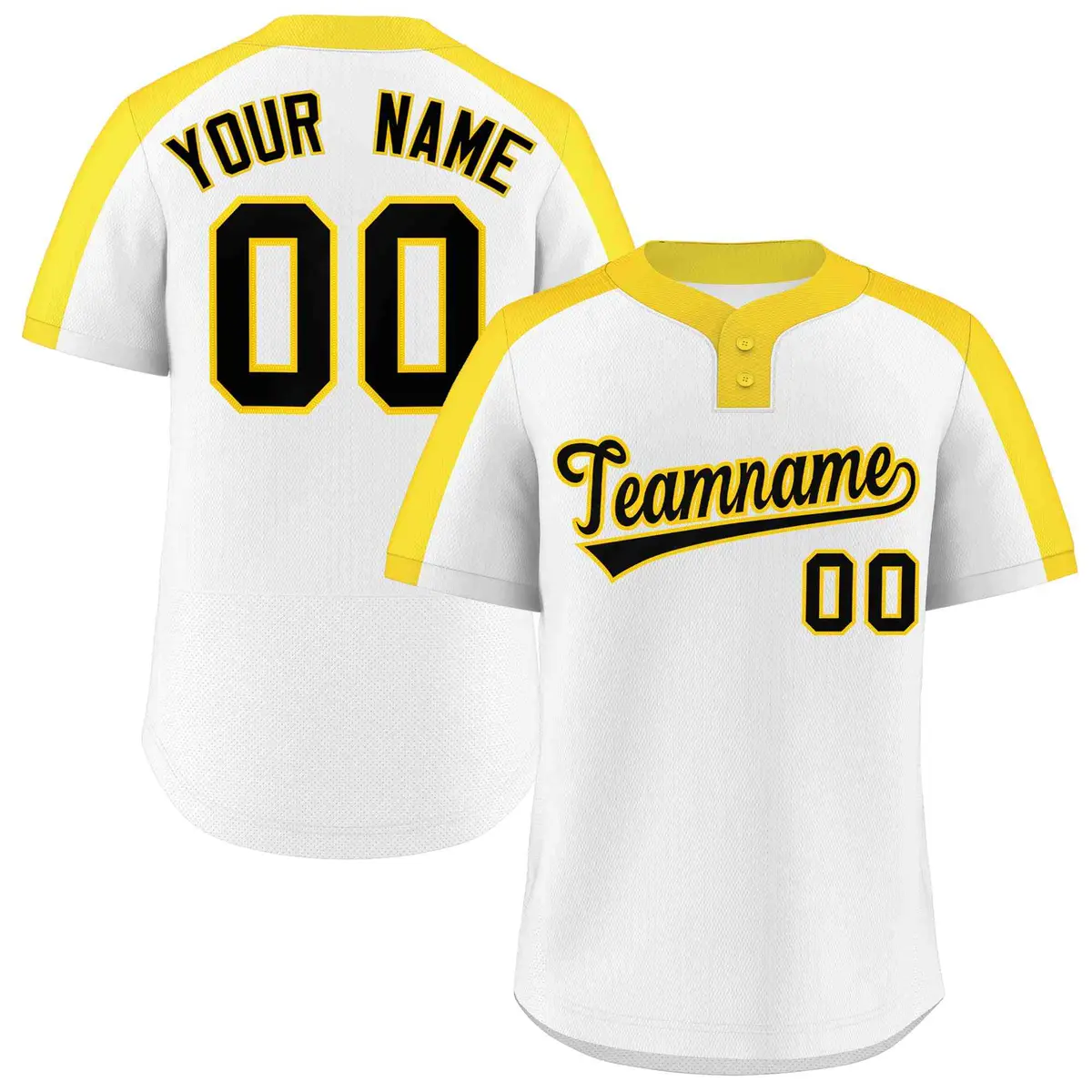 White Black-Gold Classic Two-Button Softball Jersey