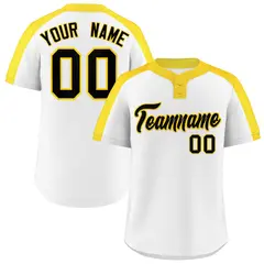 White Black-Gold Classic Two-Button Softball Jersey