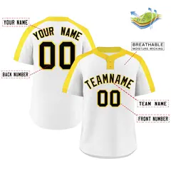 White Black-Gold Classic Two-Button Softball Jersey 2