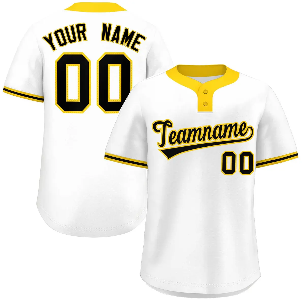 White Black-Gold Classic Two-Button Softball Jersey