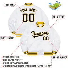 White Black-Gold Classic Varsity Full-Snap Letterman Jacket 2