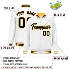 White Black-Gold Classic Varsity Full-Snap Letterman Jacket 2