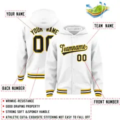 White Black-Gold Classic Varsity Letterman Jacket Hoodie 4