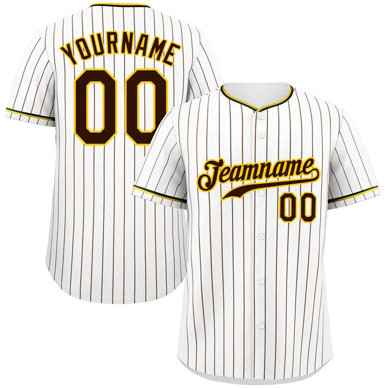 White Black-Gold Hook Stripe Fashion Baseball Jersey