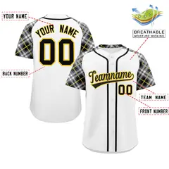 White Black-Gold Raglan Sleeves Authentic Baseball Jersey 2