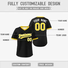 White Black Gold Reversible Pullover Baseball Jersey 3