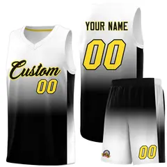 White Black Gradient Basketball Jersey