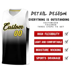White Black Gradient Basketball Jersey 2