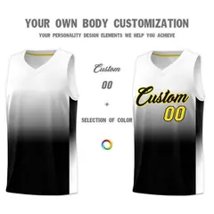 White Black Gradient Basketball Jersey 3