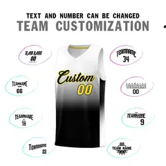 White Black Gradient Basketball Jersey 4