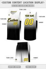 White Black Gradient Basketball Jersey 5