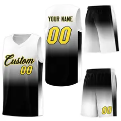 White Black Gradient Basketball Jersey 7