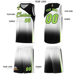 White Black Gradient Basketball Jersey 5