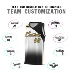 White Black Gradient Basketball Jersey 4