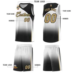 White Black Gradient Basketball Jersey 5