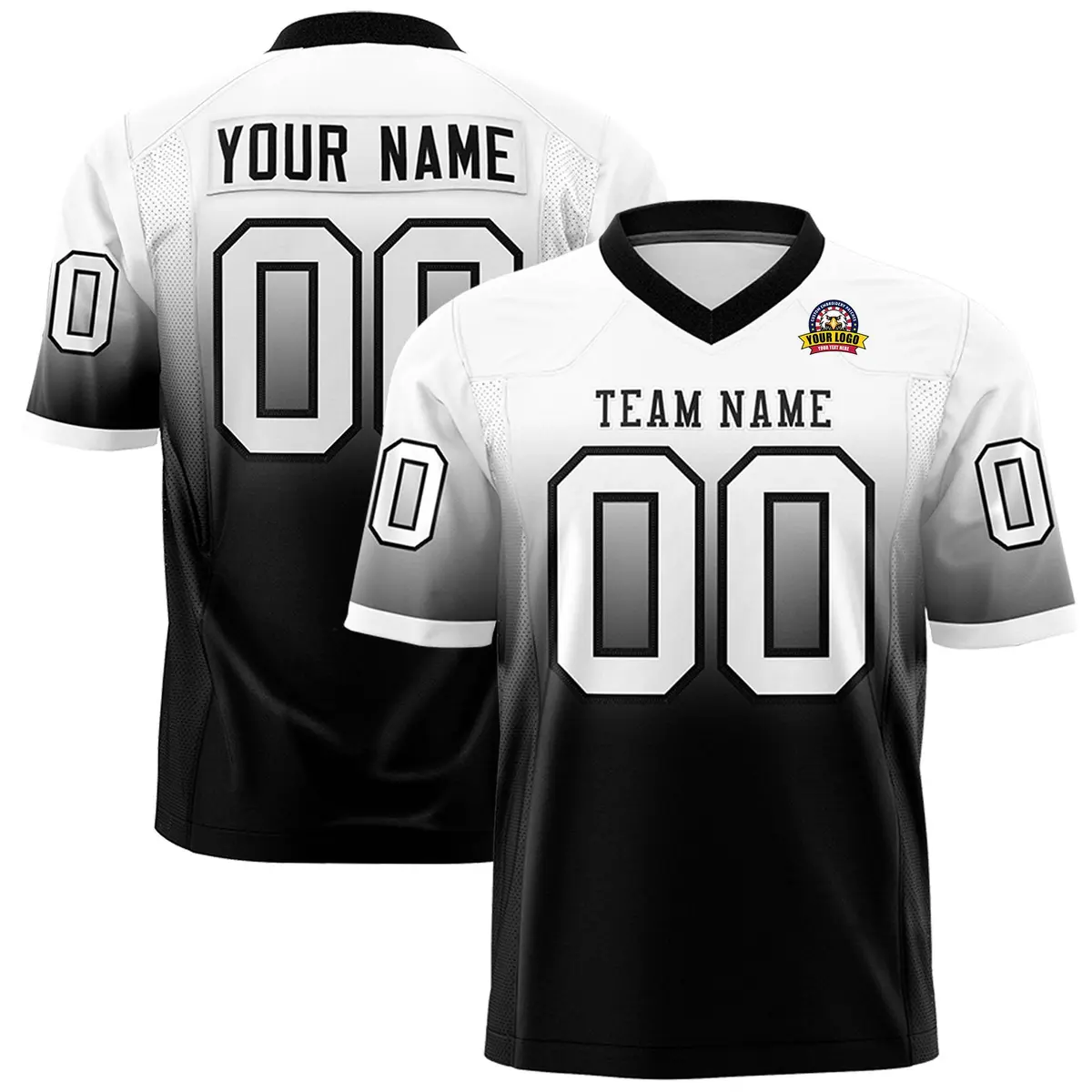 White Black Gradient Fashion Authentic Football Jersey
