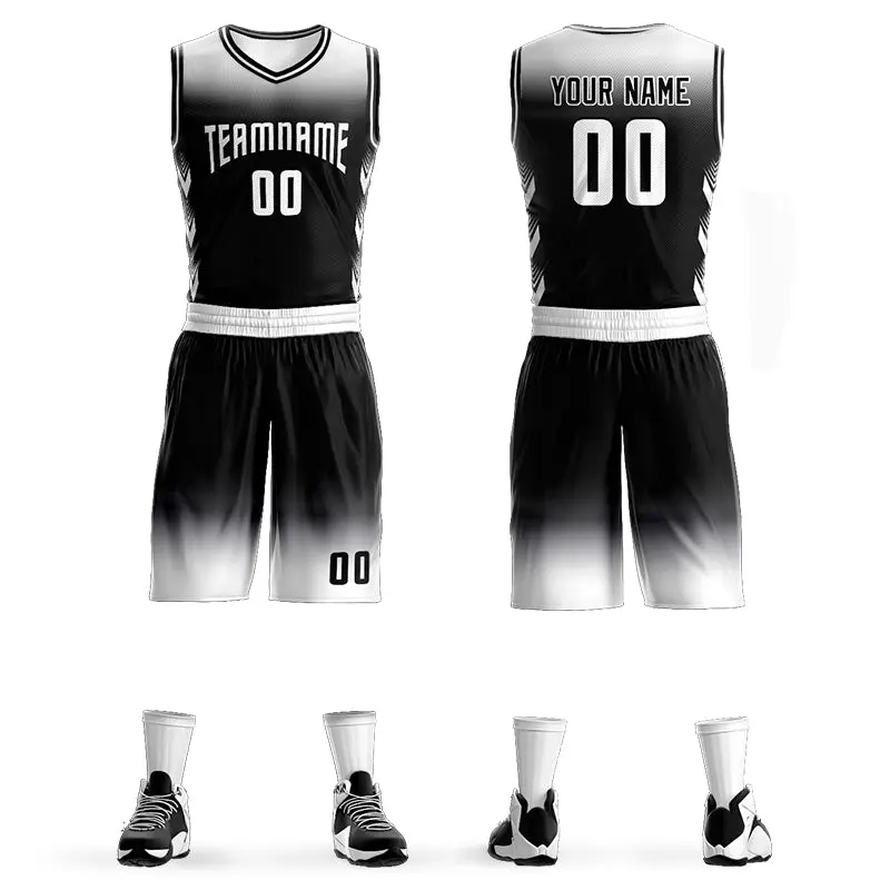 White Black Gradient Fashion Sets Basketball Jersey