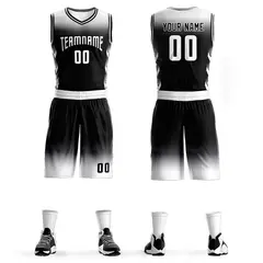White Black Gradient Fashion Sets Basketball Jersey