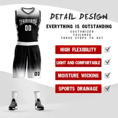 White Black Gradient Fashion Sets Basketball Jersey 3