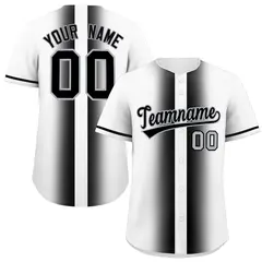 White Black Gradient Lapel Fashion Authentic Baseball Jersey