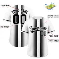 White Black Gradient Lapel Fashion Authentic Baseball Jersey 2