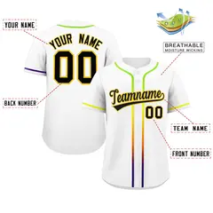 White Black Gradient Ribbed Authentic Baseball Jersey 2