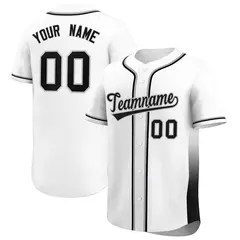 White Black Gradient Side Design Authentic Baseball Jersey