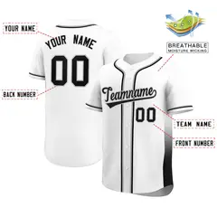White Black Gradient Side Design Authentic Baseball Jersey 2