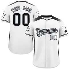 White Black Gradient Side Star Pattern Baseball Jersey