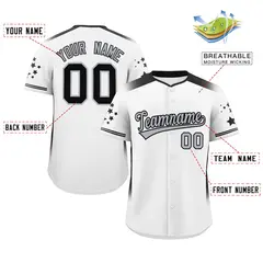 White Black Gradient Side Star Pattern Baseball Jersey 2