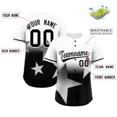White Black Gradient Star Graffiti Authentic Baseball Jersey 2