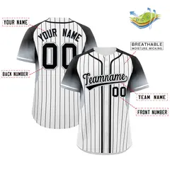 White Black Gradient Stripe Fashion Sleeves Baseball Jersey 2