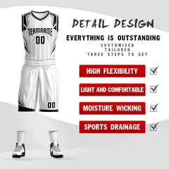 White Black Graffiti Angular Element Basketball Jersey 2