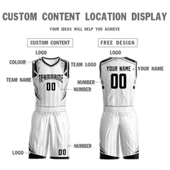 White Black Graffiti Angular Element Basketball Jersey 3