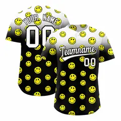 White Black Graffiti Gradient Smile Baseball Jersey 1