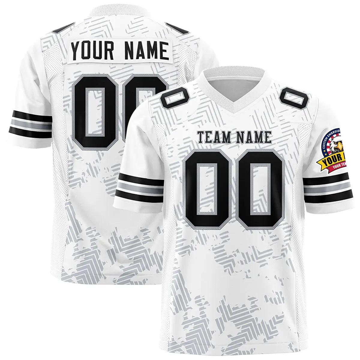 White Black Graffiti Line Authentic Football Jersey