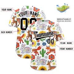 White Black Graffiti Mexican Style Baseball Jersey 3