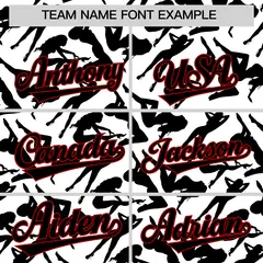 White Black Graffiti Pattern Baseball Jersey 3