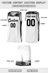 White Black Graffiti Pattern Basketball Jersey 2