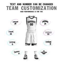 White Black Graffiti Pattern Basketball Jersey 4