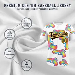 White Black Graffiti Pattern Quick Dry Baseball Jersey 3